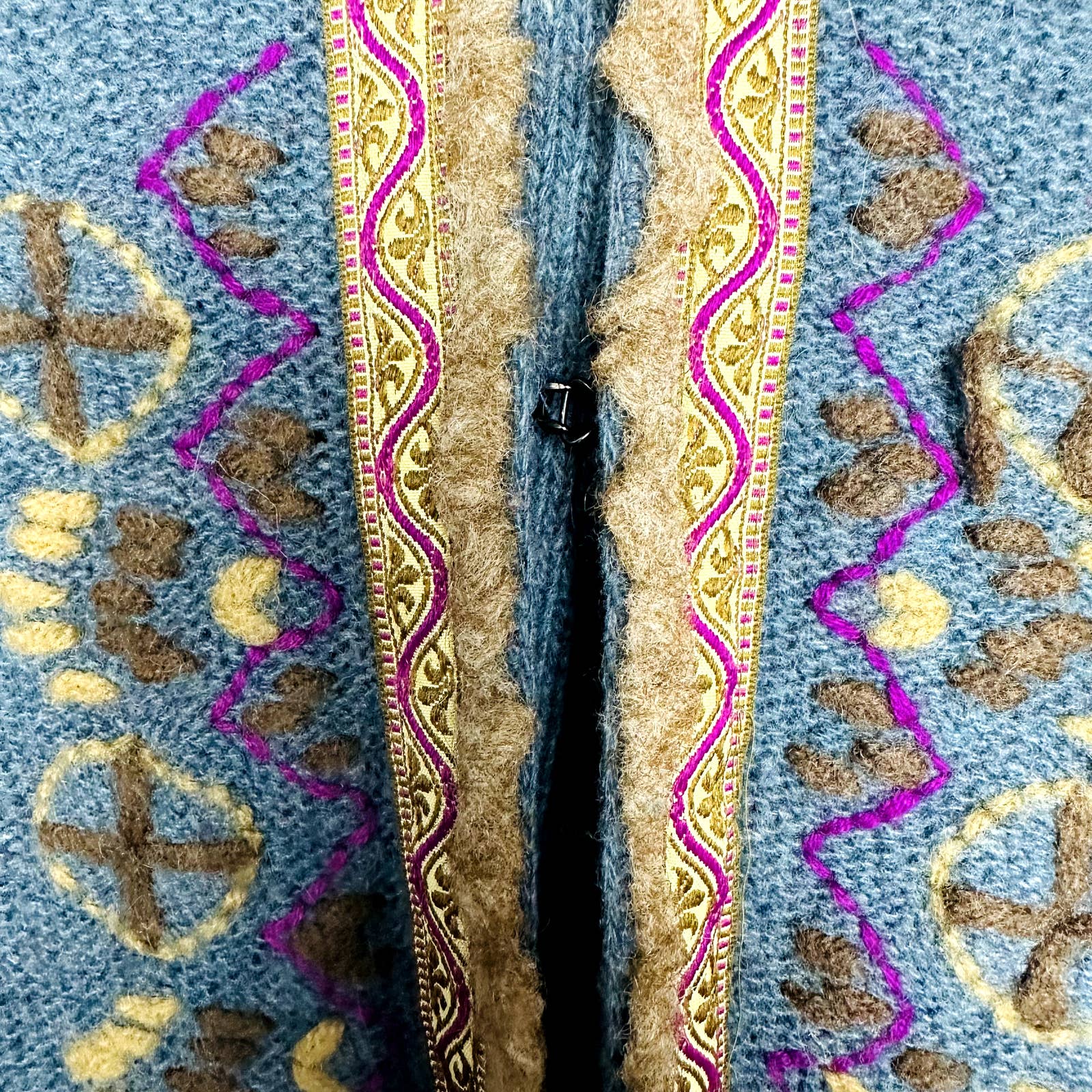 Free People Pre-Owned Wool Blend Knit Embroidered Hoodie Sweater Teal Size Small