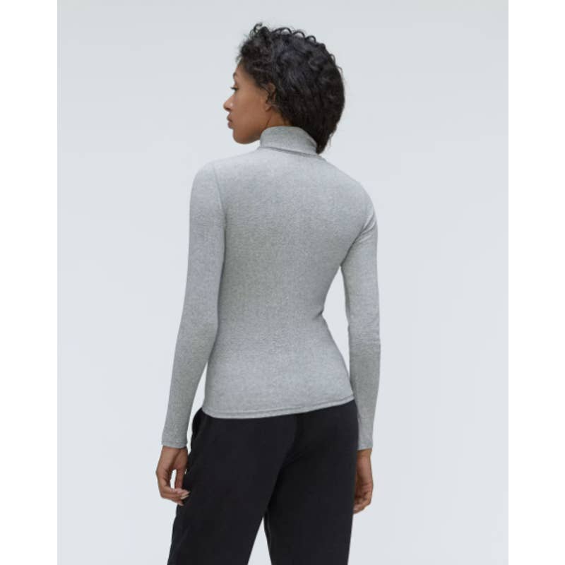 Everlane NWT The Supima Micro Rib Turtleneck Slim Fit Top Heathered Gray Small