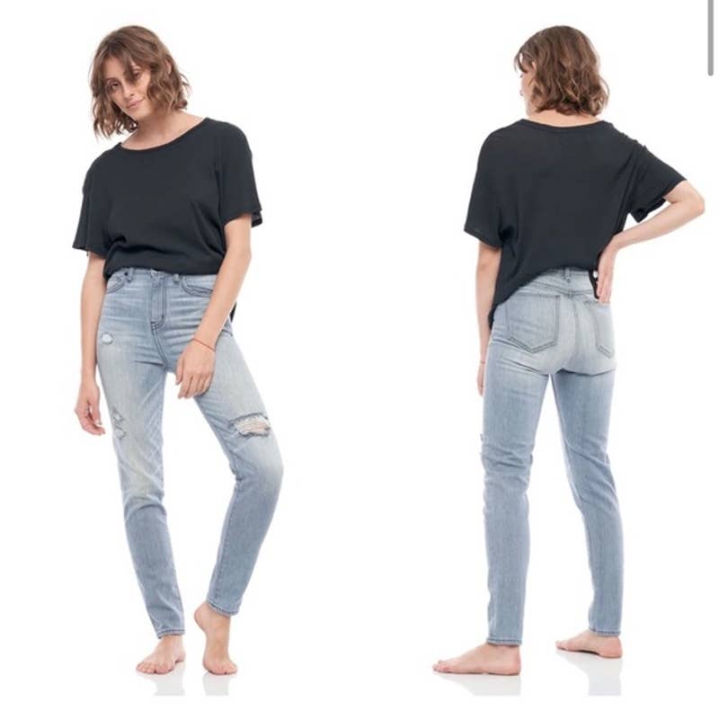 Free People X Sandrine Rose NWT Mid-Rise Skinny Distressed Jeans Blue Size 31