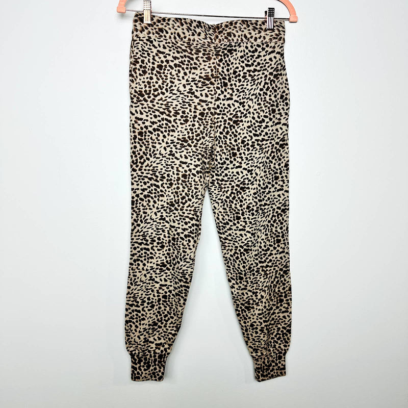 Monrow NWT Mini Leopard Sporty Drawstring Pull-On Jogger Sweatpants Brown Sz XS