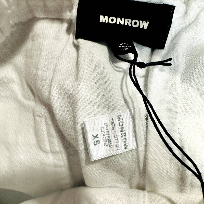 Monrow NWT Twill Casual Drawstring Pocket Casual Cotton Hiker Shorts White Sz XS