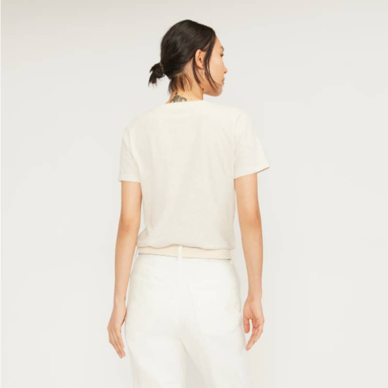 Everlane NWT The Organic Cotton V-Neck Tee Classic Casual Shirt Heathered Oat XS