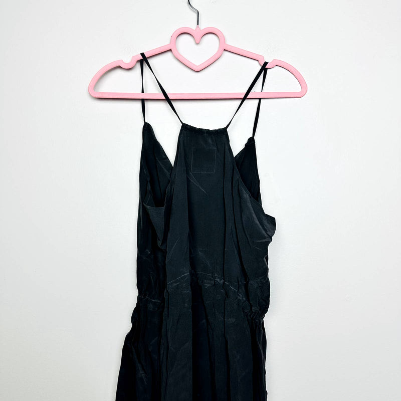 Chaser NWOT Spaghetti Straps Tie Front Drawstring Waist Mini Dress Gray Medium