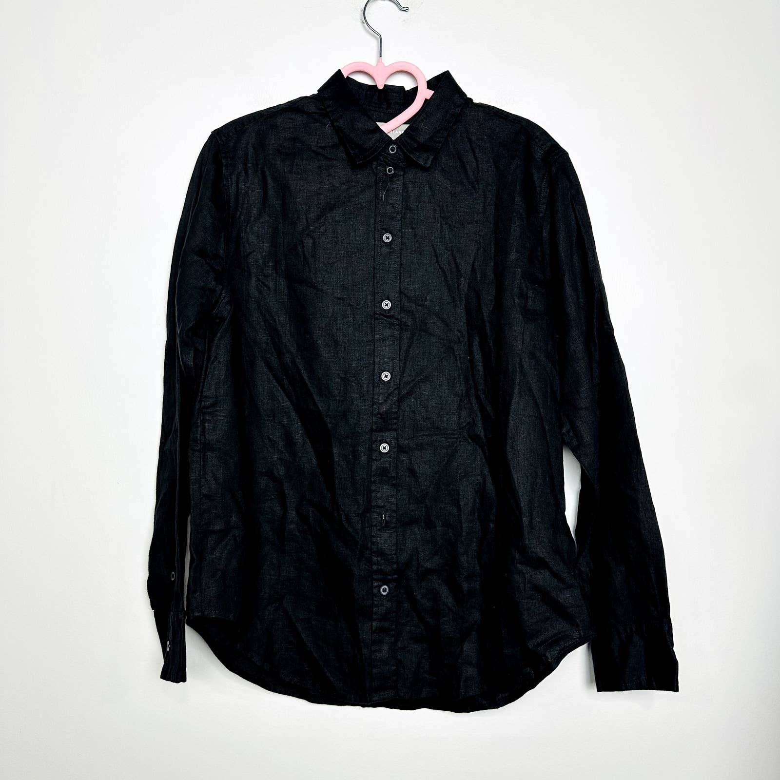 Everlane NWT The Linen Relaxed Button Down Long Sleeve Classic Shirt Black Sz 2