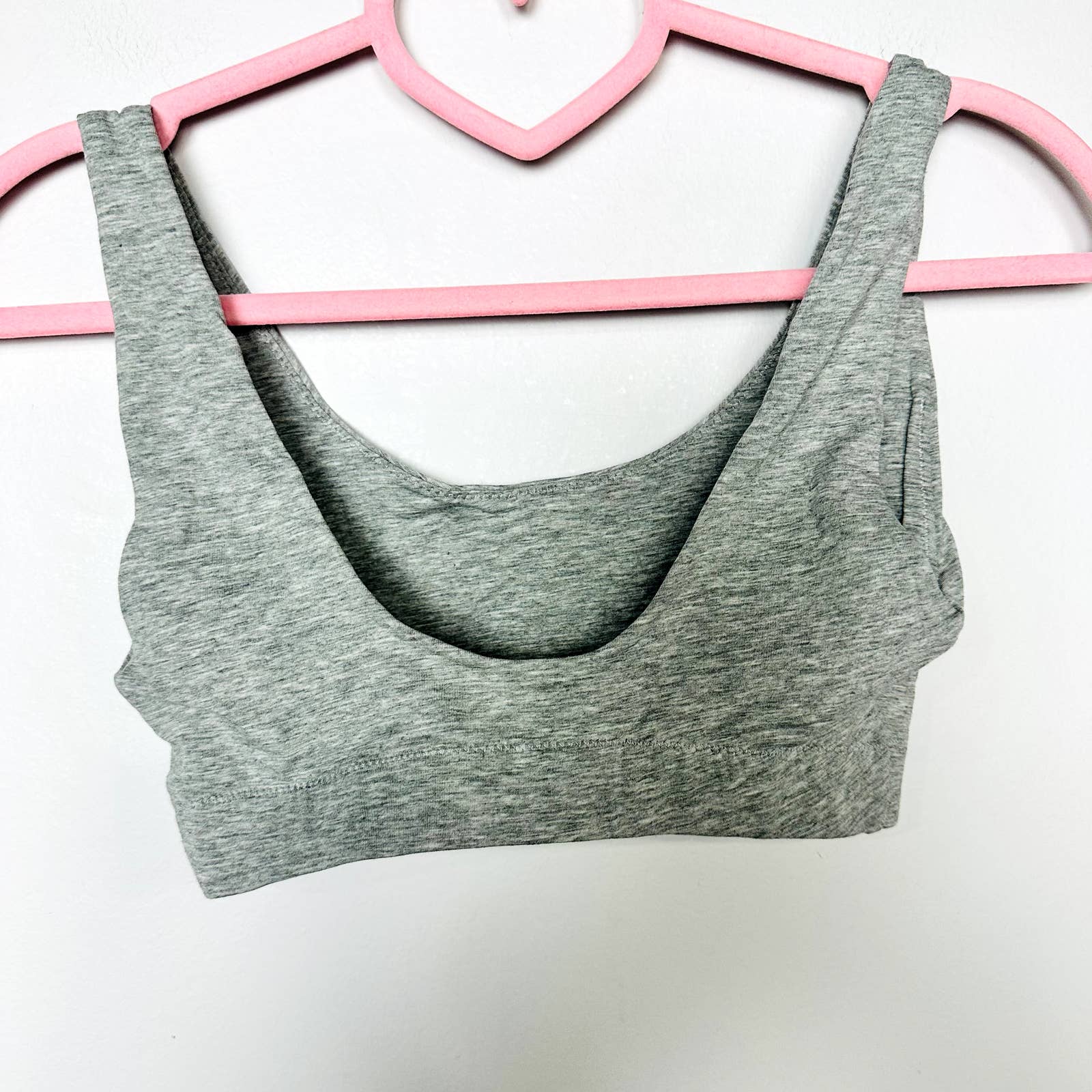 Everlane NWOT The Cotton Scoop Neck Unpadded Tank Bra Heathered Gray Size XXS