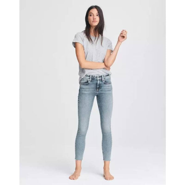 rag & bone NWT Cate Mid-Rise Raw Hem Ankle Slim Skinny Denim Jeans Blue Size 32