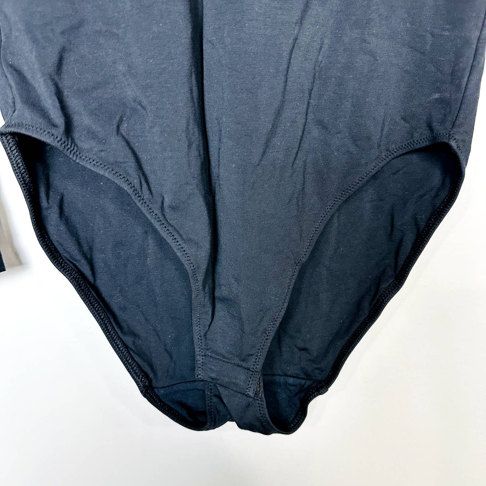 Everlane NWT The Cotton Scoop Neck Long Sleeve Henley Bodysuit Black Size Small