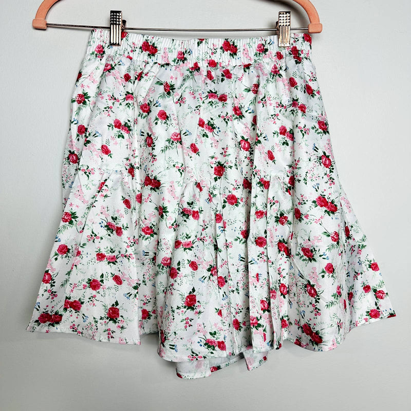 Lulus NWT Cute Factor Floral Print Tiered Woven A-Line Mini Skirt White