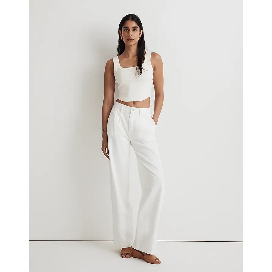 Madewell NWT White The Tailored Crop Tank in Sleekhold Size Medium