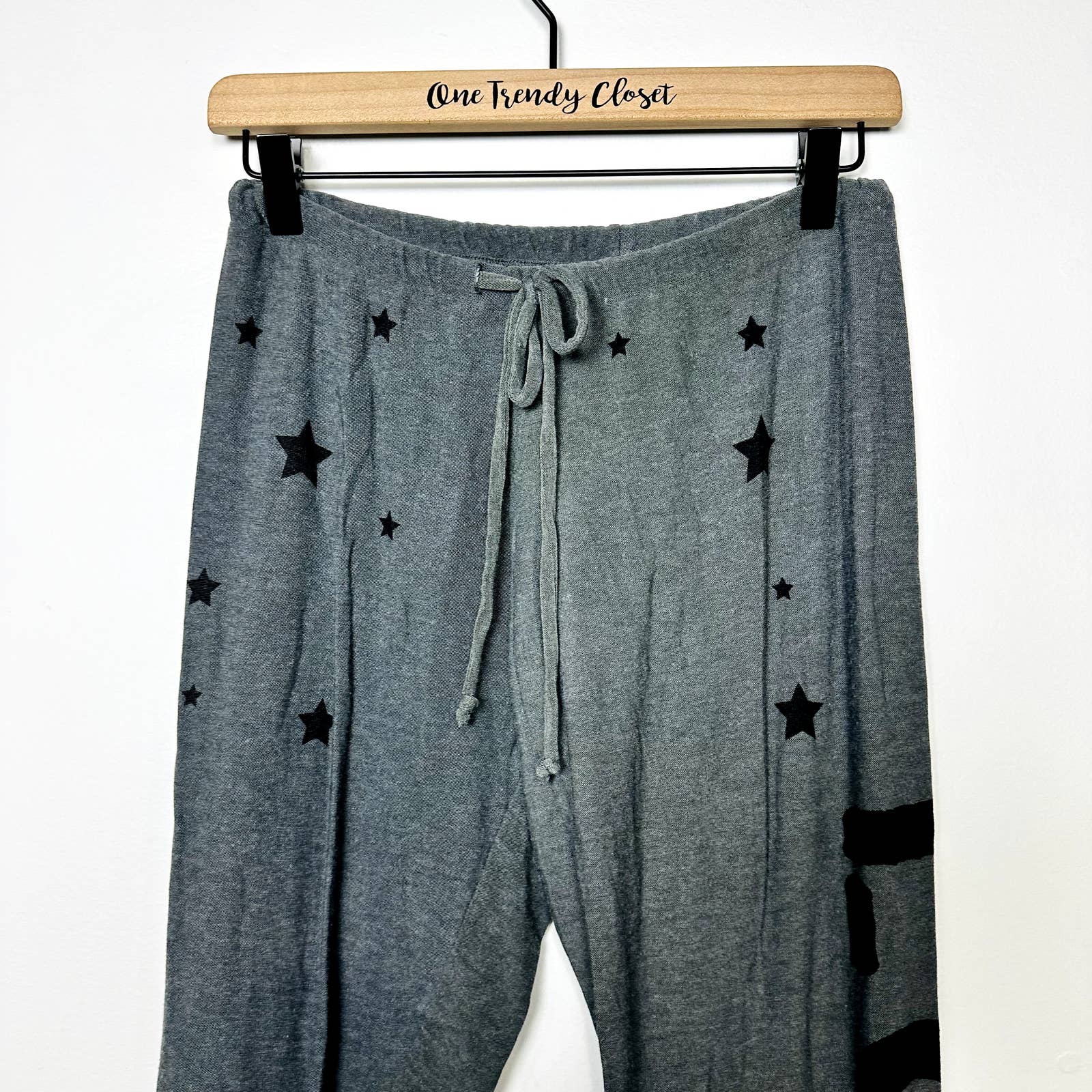Chaser NWT Love Stars Lounge Drawstring Casual Comfy Jogger Pants Gray Sz Small