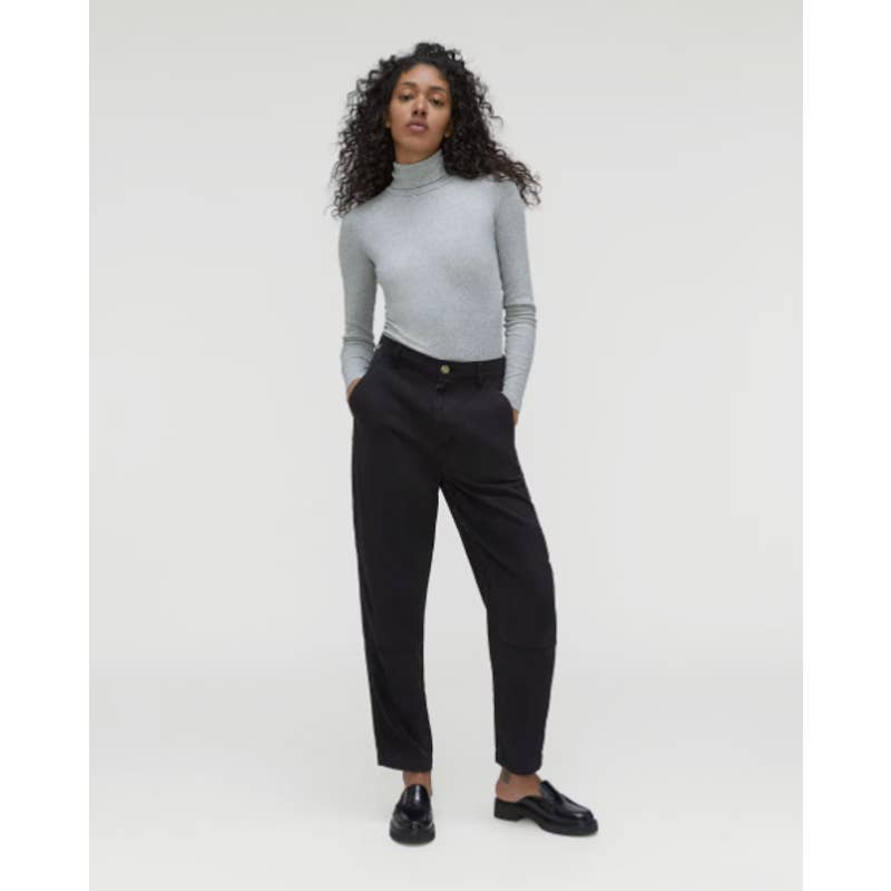 Everlane NWT The Supima Micro Rib Turtleneck Slim Fit Top Heathered Gray Small
