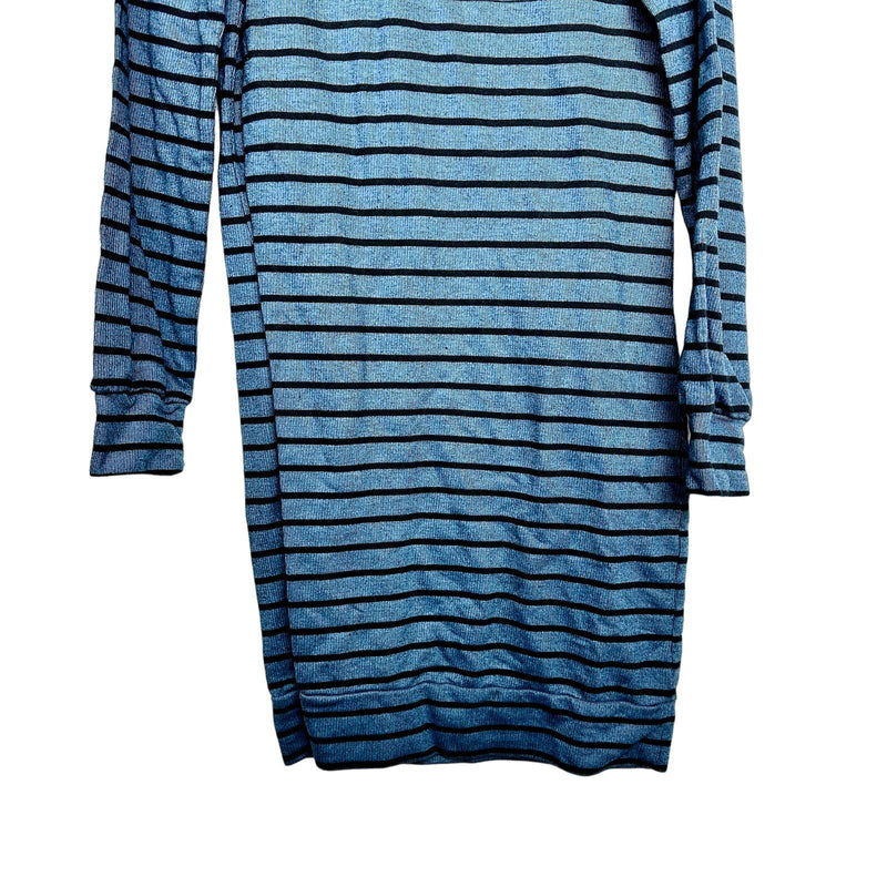 Chaser NWOT Stripes Long Sleeve Crew Neck Shift Sweater Dress Teal Size Small