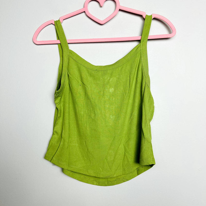Lulus NWT Simply The Best Button-Front Ribbed Knit Henley Tank Top Green Large