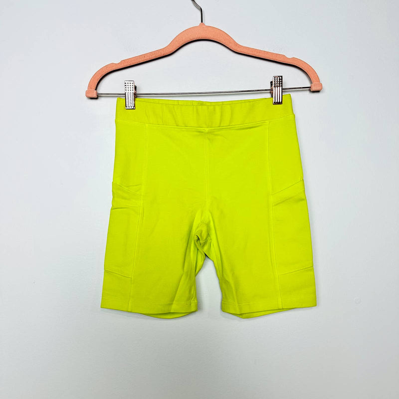 Monrow NWT Athletic Workout Gym Running Pockets Biker Shorts Citron Size XS