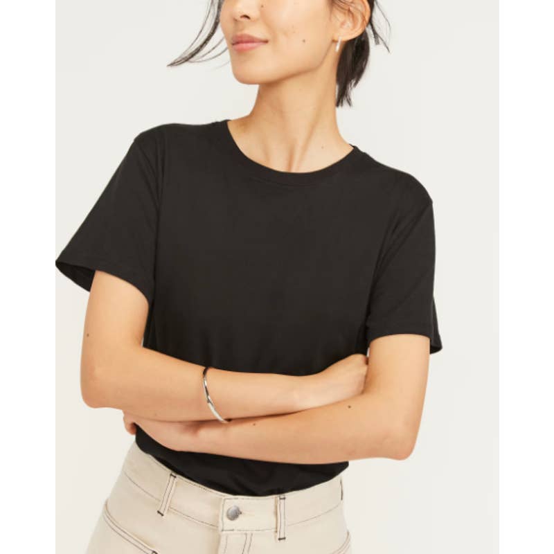 Everlane NWOT The Organic Cotton Box Cut Short Short Tee Shirt Black Size Large
