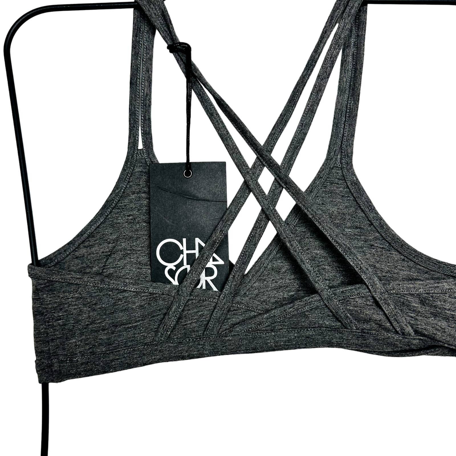 Chaser NWT  Active Criss Cross Strappy Unpadded Bralette Bra Gray Size Medium