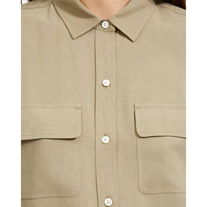 Everlane NWT The Washable Silk Relaxed Button Down Tunic Shirt Green Plus Sz 16