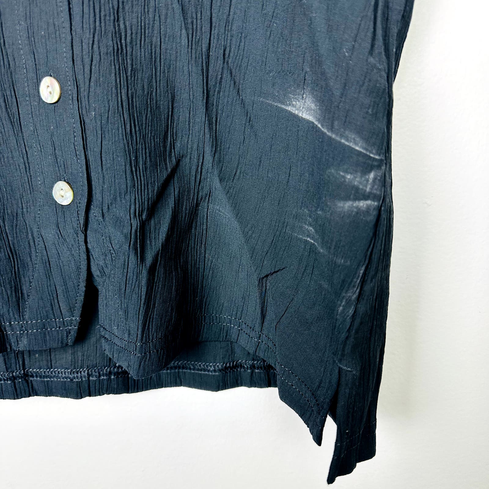 Madewell NWT Black Notched V-Neck Button-Up Top Small