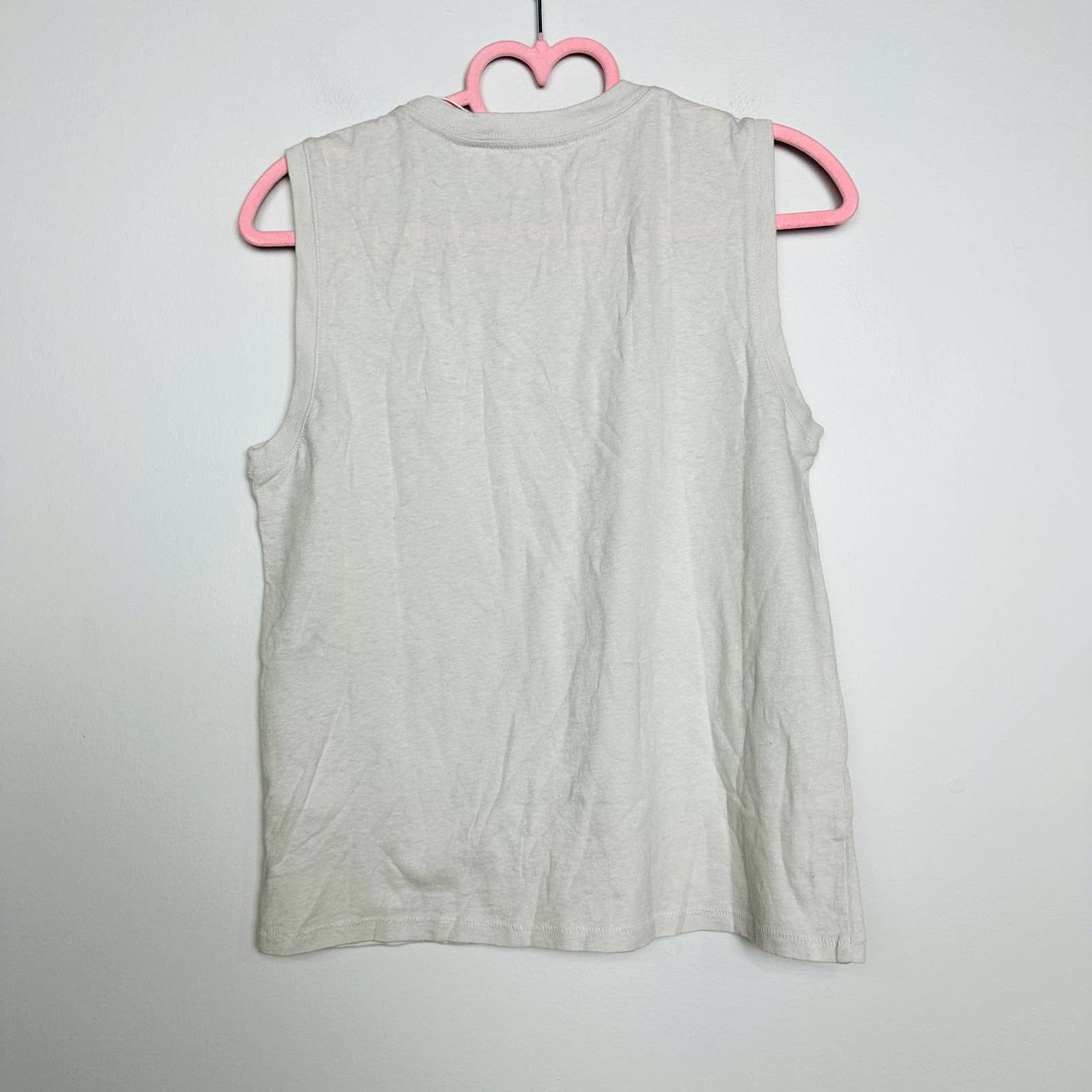 Everlane NWT Cotton Muscle Pocket Crew Neck Sleeveless Tank Top Gray White Small