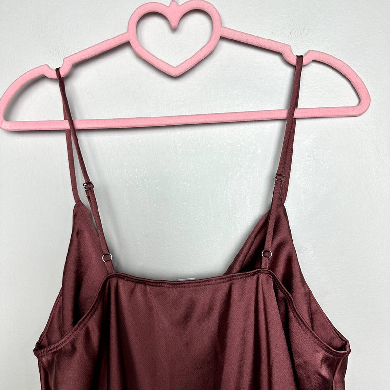 Lulus NWT Emmerson Satin Sleeveless Cowl Neck Cami Tank Bodysuit Mauve
