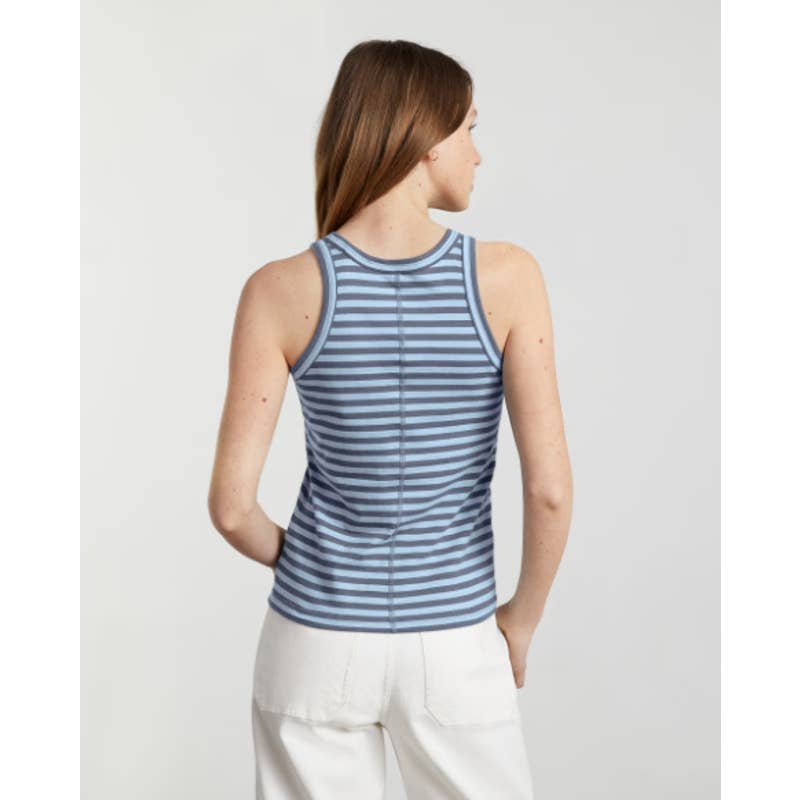 Everlane NWOT Organic Cotton Cutaway Striped Classic Tank Top Dark Blue Size XL