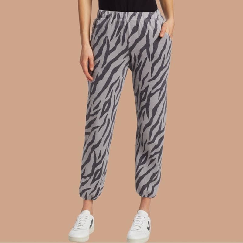 Monrow NWT Zibra Chill Jogger Sporty Elastic Waist Ankle Pants Vintage Black XS
