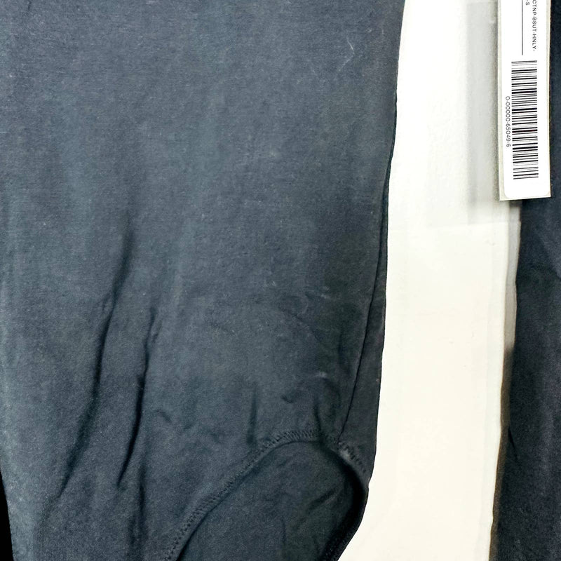 Everlane NWT The Cotton Scoop Neck Long Sleeve Henley Bodysuit Black Size Small