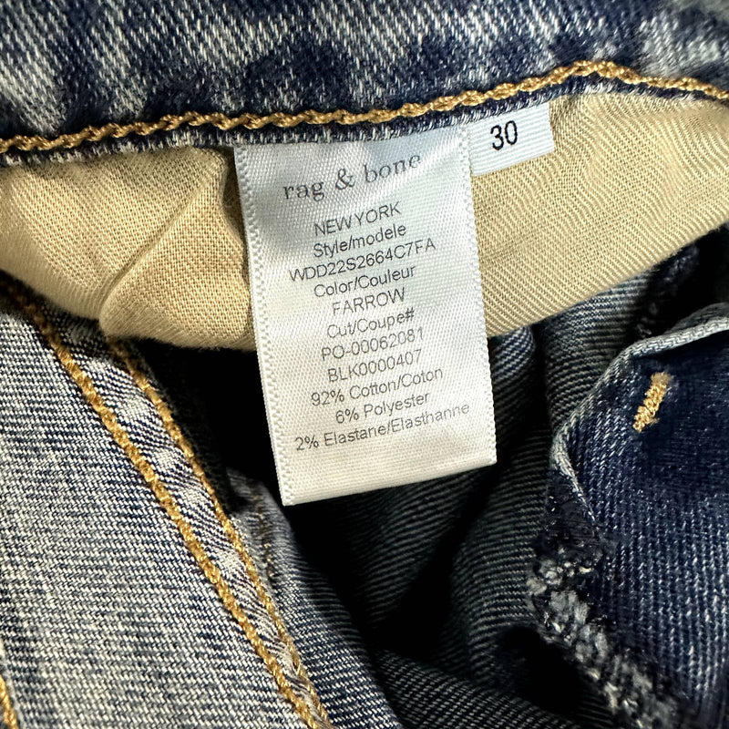 rag & bone NWT Nina High Rise Button Fly Skinny Leg Denim Jeans Farrow Size 30