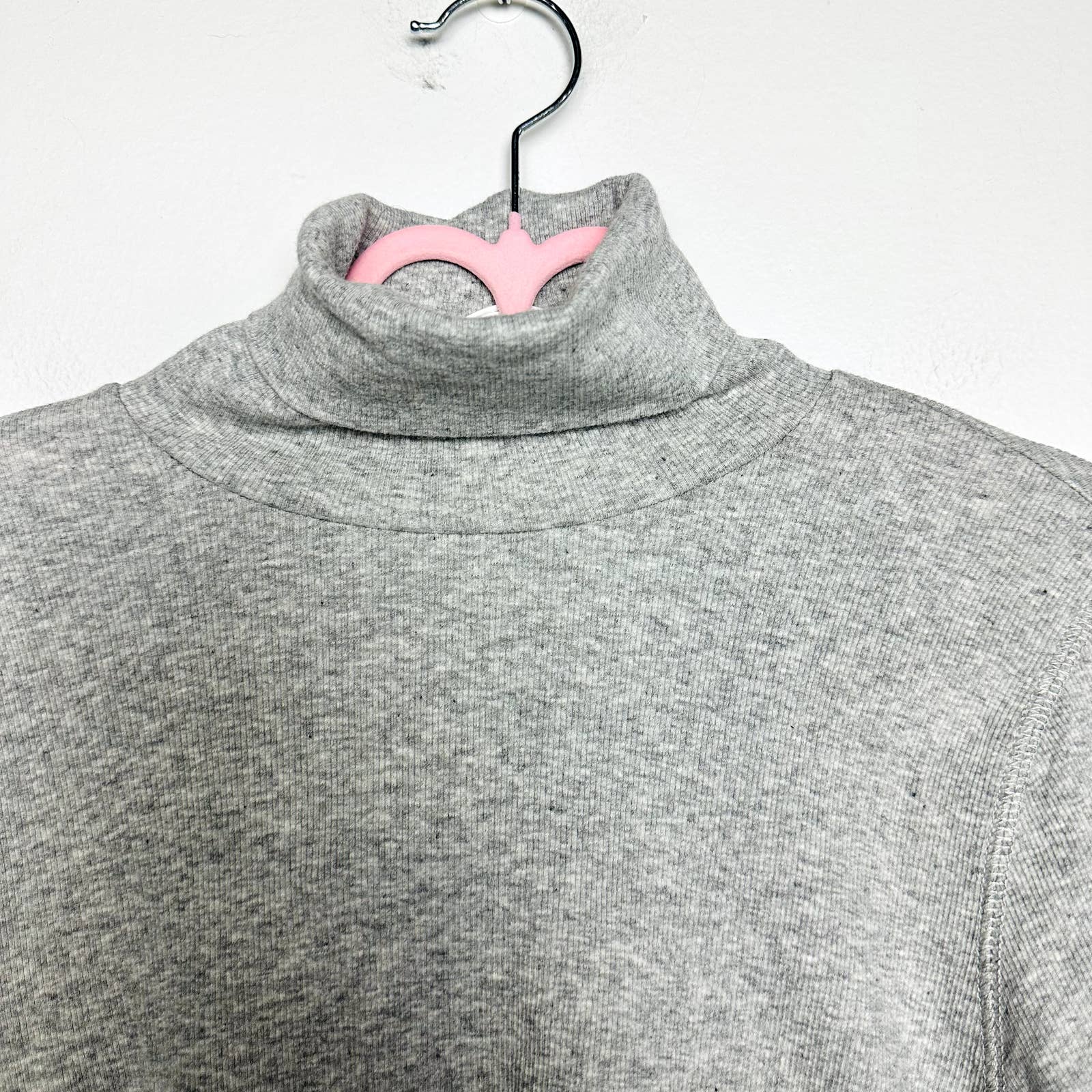 Everlane NWT The Supima Micro Rib Turtleneck Slim Fit Top Heathered Gray Small
