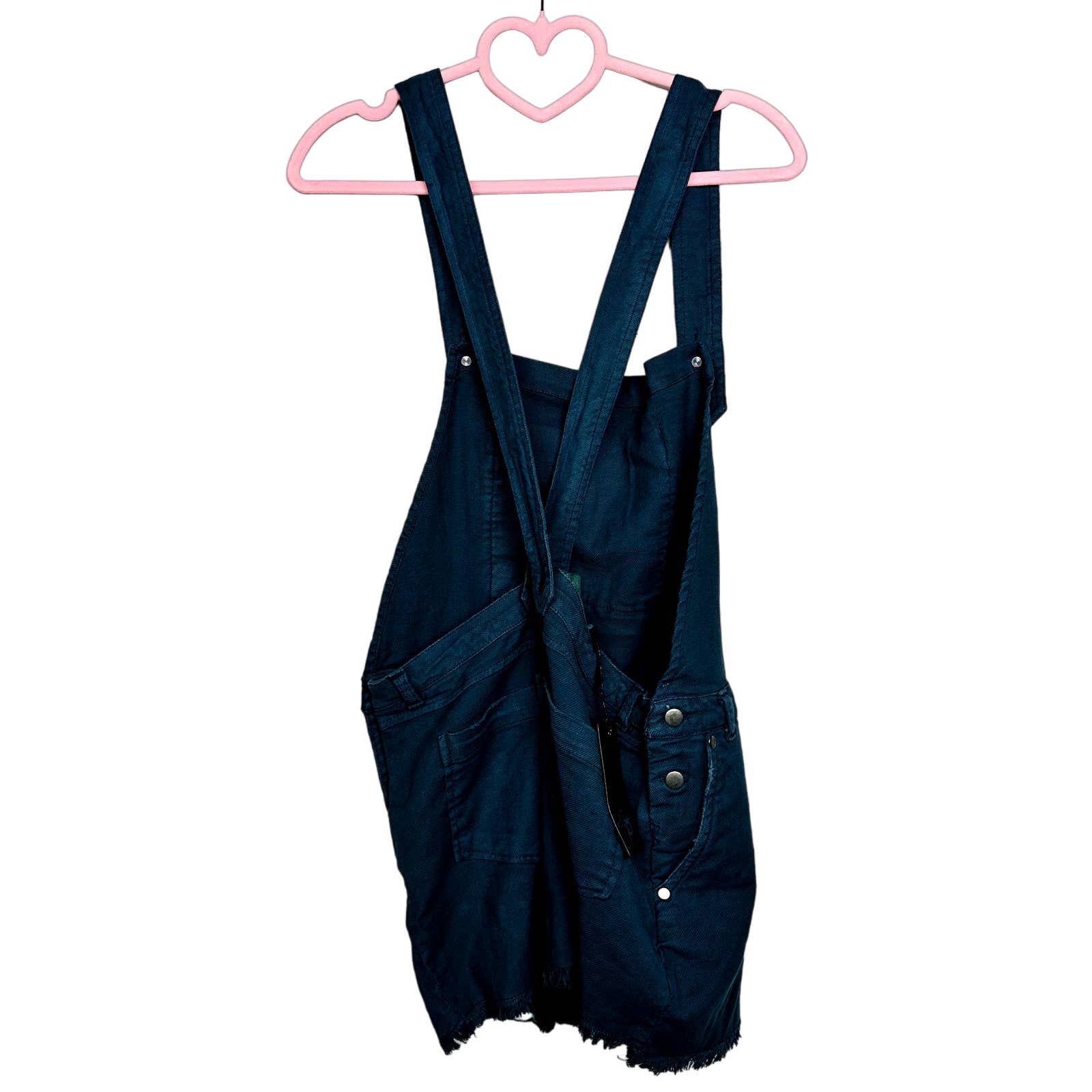 Chaser NWT Canvas Cross Back Frayed Hem Twill Shorts Overall Teal Size Medium