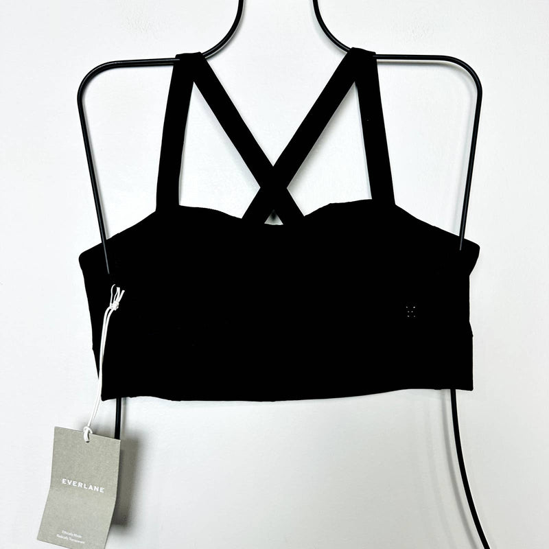 Everlane NWT The Perform Cropped Criss Cross Strap Activewear Top Black Medium