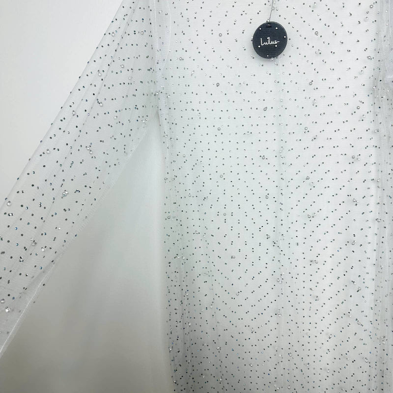 Lulus NWT Sparkling Waters Rhinestone and Pearl Midi Swim Cover-Up Large