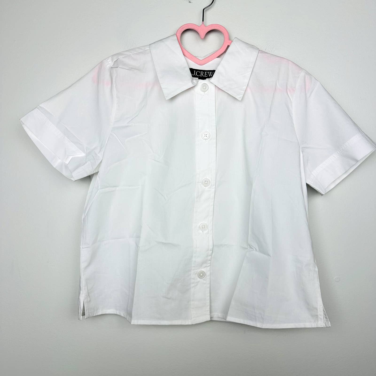 J. Crew NWT White Gamine Short Sleeve Shirt in Cotton Poplin Size 4