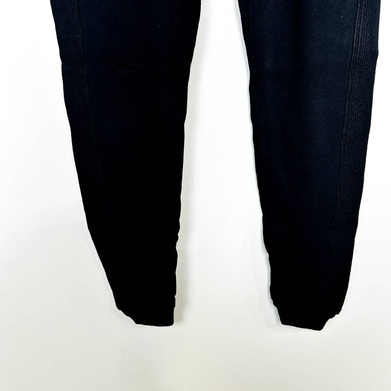 Monrow NWT Ribbed Mix Stitched Elastic Pintuck Sporty Jogger Sweatpants Black XS