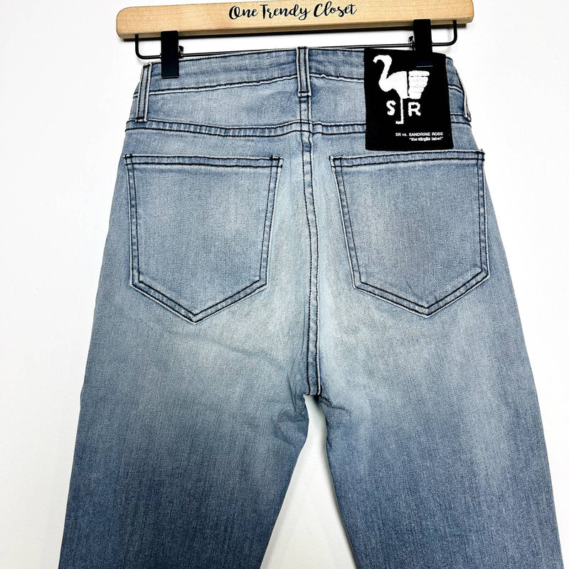 Free People X Sandrine Rose NWT Mid-Rise Skinny Distressed Jeans Blue Size 25