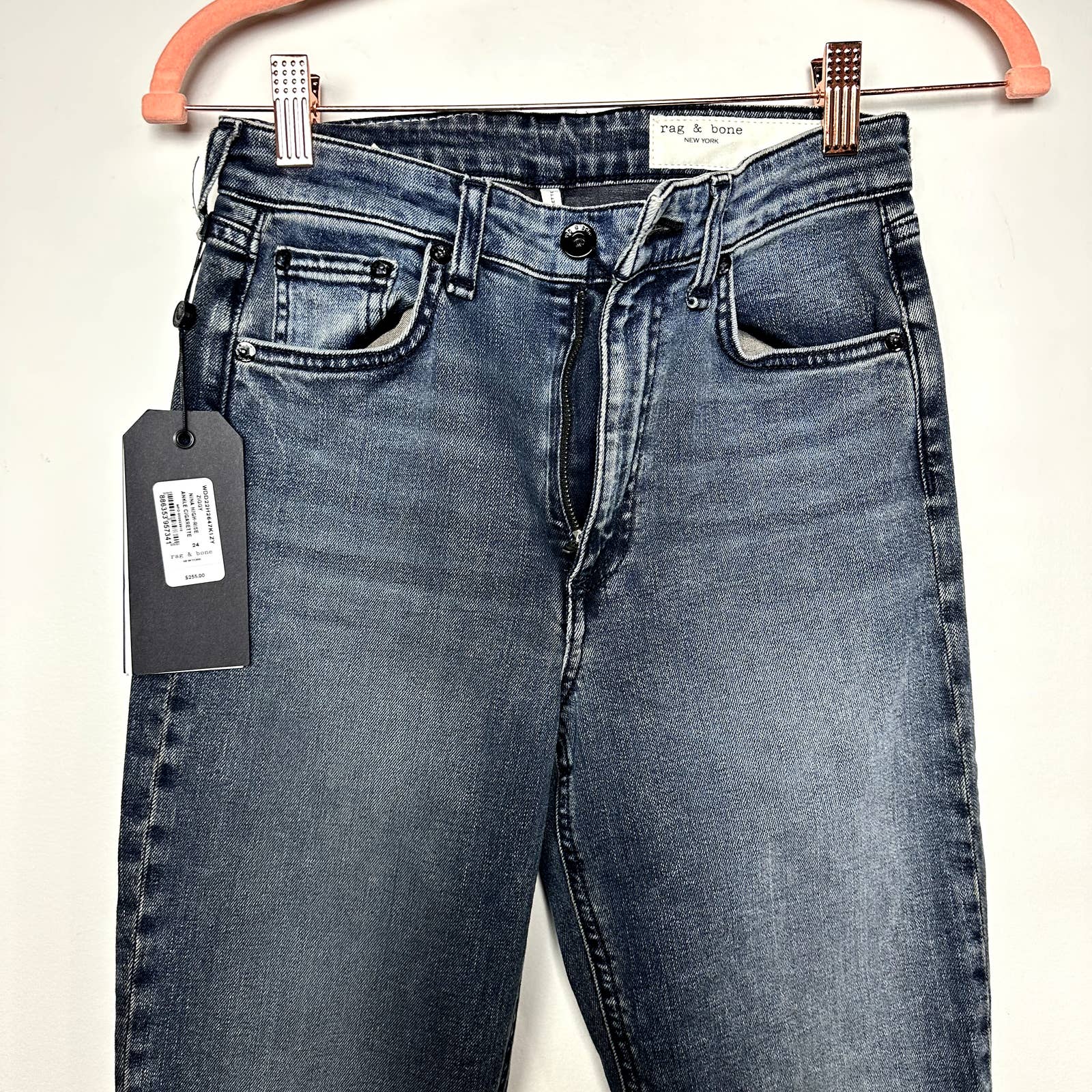 rag & bone NWT Nina High-Rise Slim Fit Cigarette Ankle Denim Jeans Ziggy Size 24