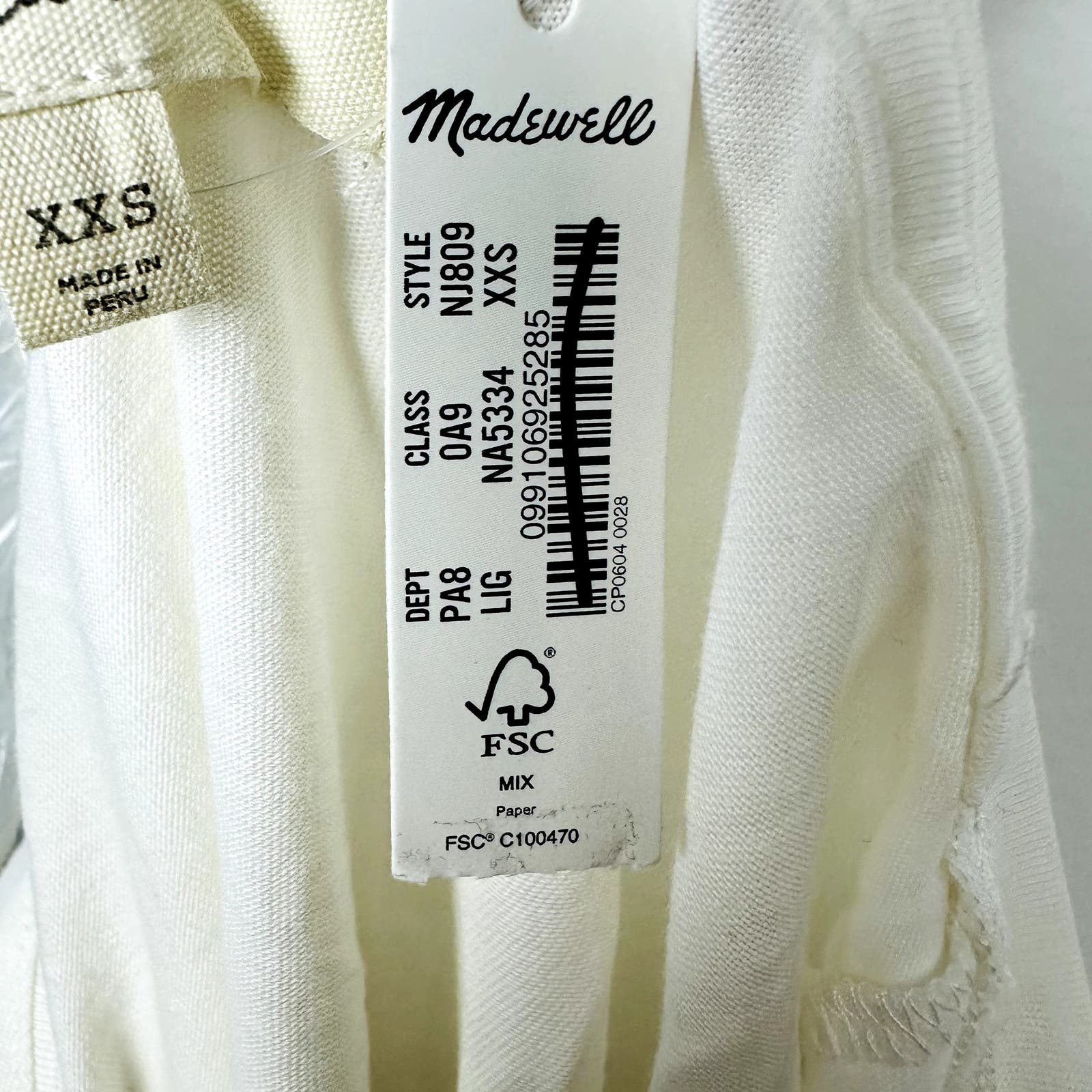 Madewell NWT White Short Sleeve Drapey Crewneck Tee 2XS