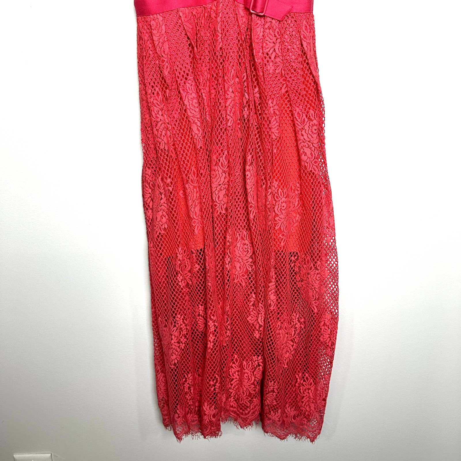 Free People Matchpoint Lace Layer Mesh Boho Midi Dress Watermelon Size 0