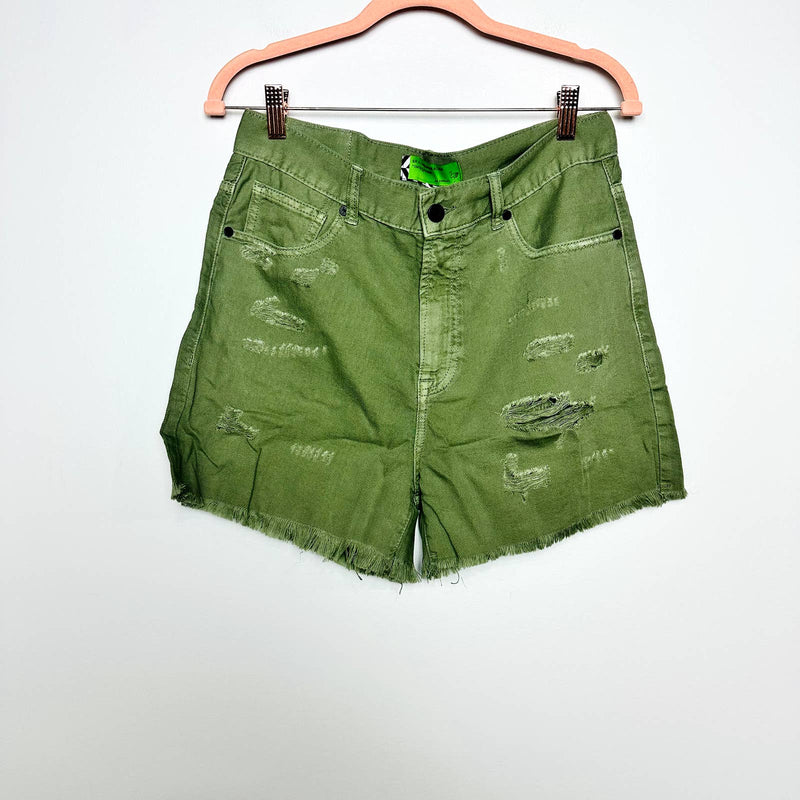 Free People X Sandrine Rose NWT Distressed Raw Hem Bermuda Shorts Army Size 27