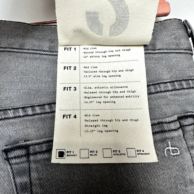 rag & bone NWT Fit 2 Slim Classic Button Fly Stretch Denim Skinny Jeans Greyson
