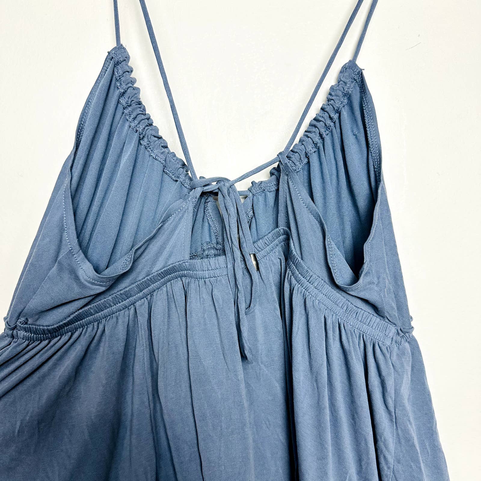 Free People Sundrop  Strappy Babydoll Ruffle Boho Tank Top Blue Size XSmall