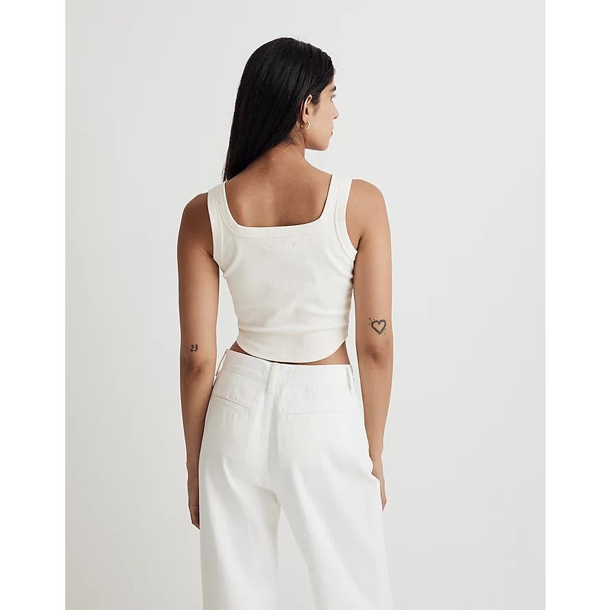 Madewell NWT White The Tailored Crop Tank in Sleekhold Size Medium