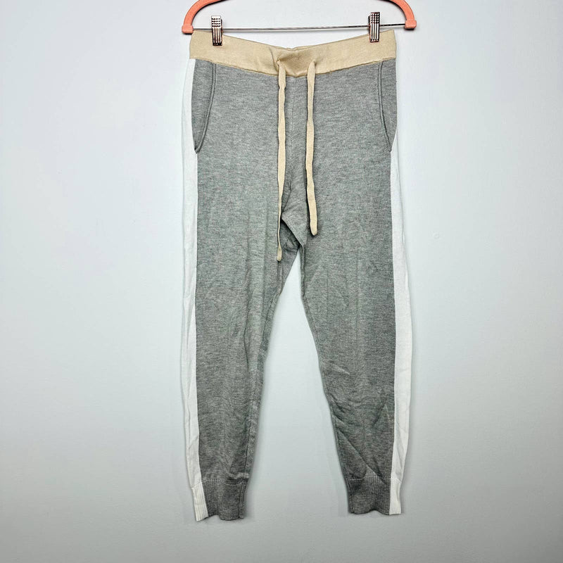 Monrow NWT White Stripes Drawstring Pull-On Jogger Pants Heather Gray Sz Medium