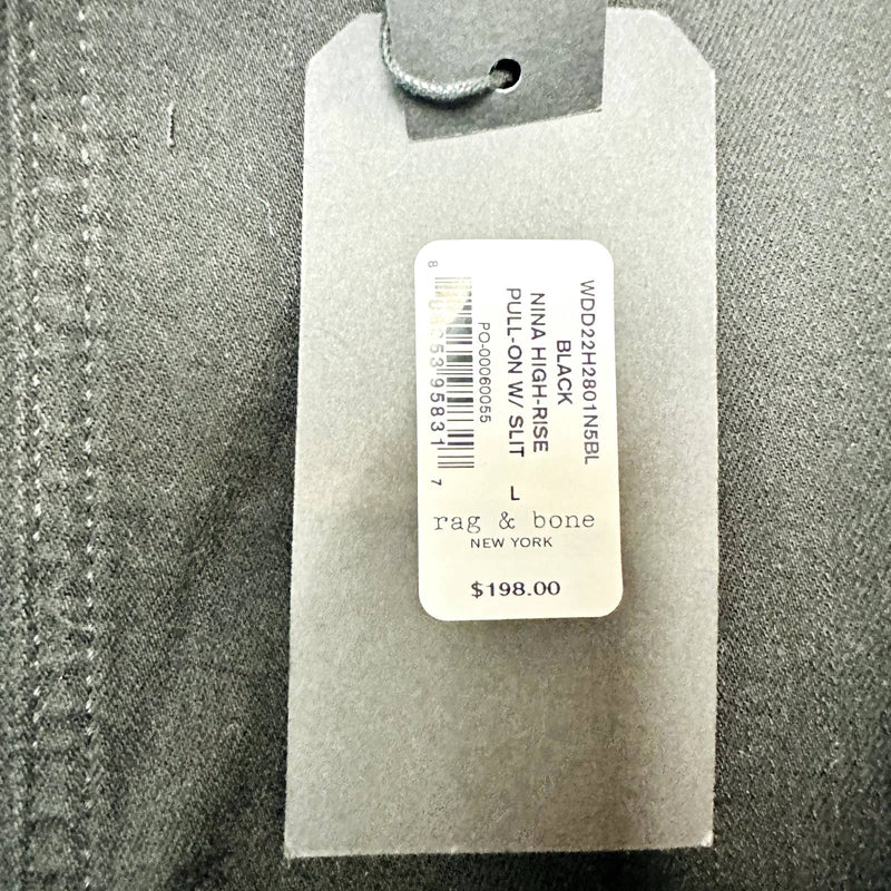 rag & bone NWT Nina High Rise Pull-On Slim Fit Loopback Jeans Black Size Large