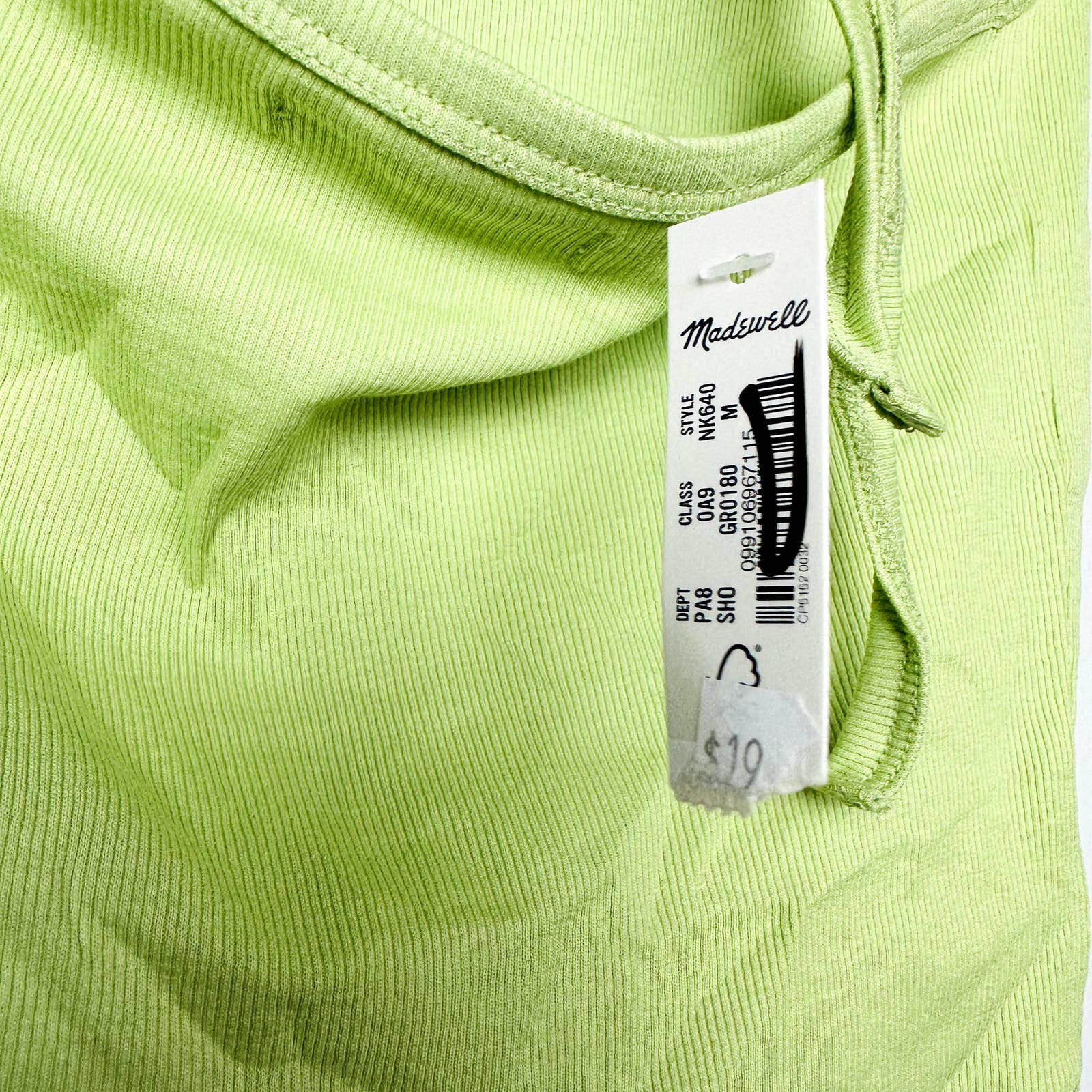 Madewell NWT Sweet Honeydew Brightside Rib Halter Tank Top Size Medium