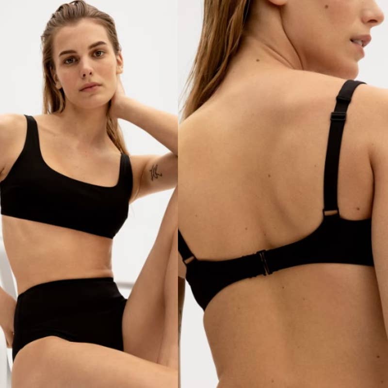 Everlane NWT The Square Neck Beach Swimwear One Piece Bikini Top Black Size XL