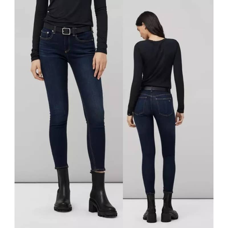 rag & bone NWT Cate Mid-Rise Skinny Carmen Slim Fit Ankle Jeans Dark Indigo 24