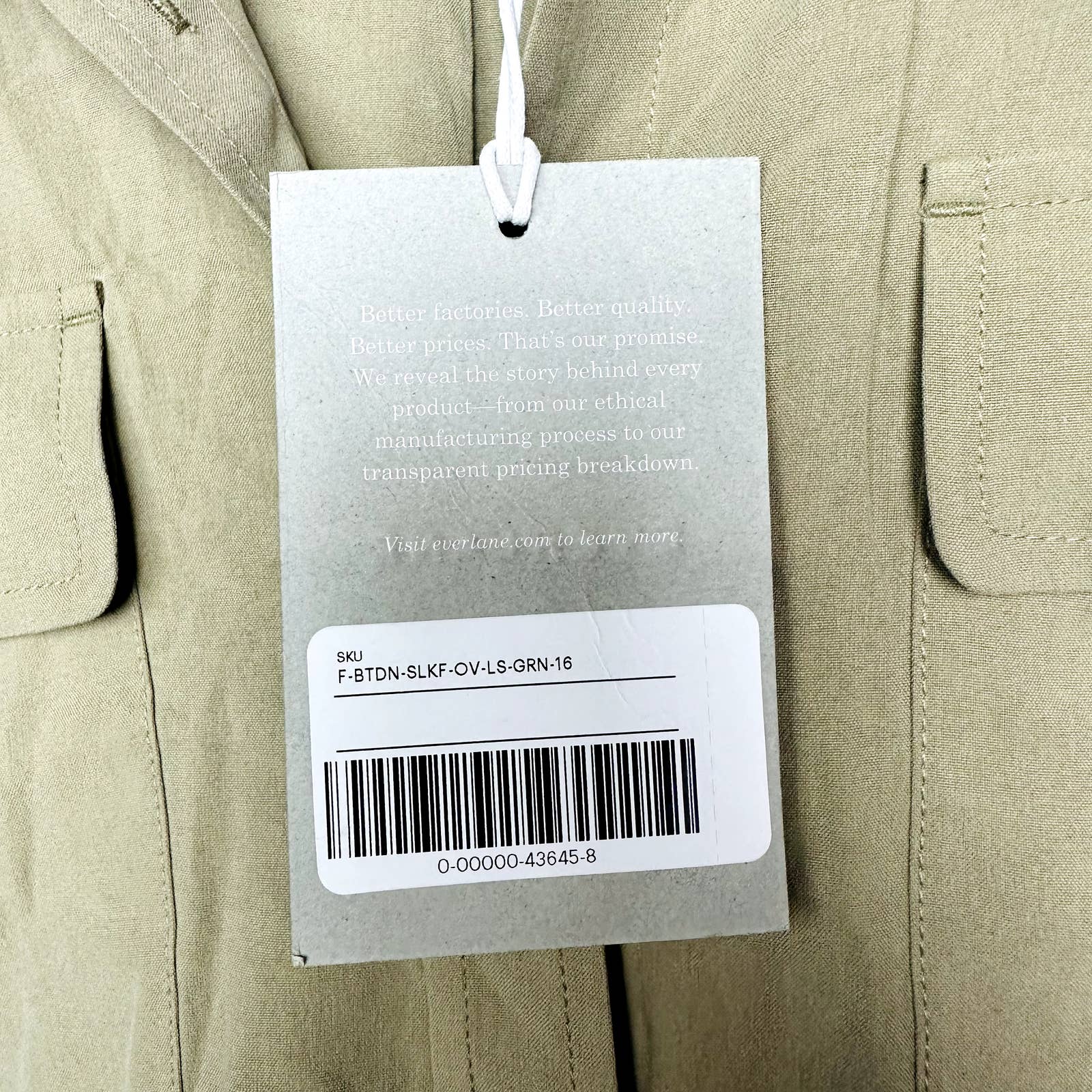 Everlane NWT The Washable Silk Relaxed Button Down Tunic Shirt Green Plus Sz 16