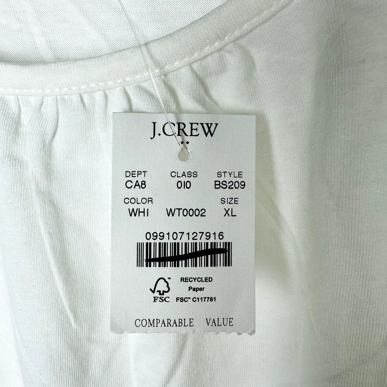 J. Crew Factory NWT White Pleated-Sleeve Top Size XL