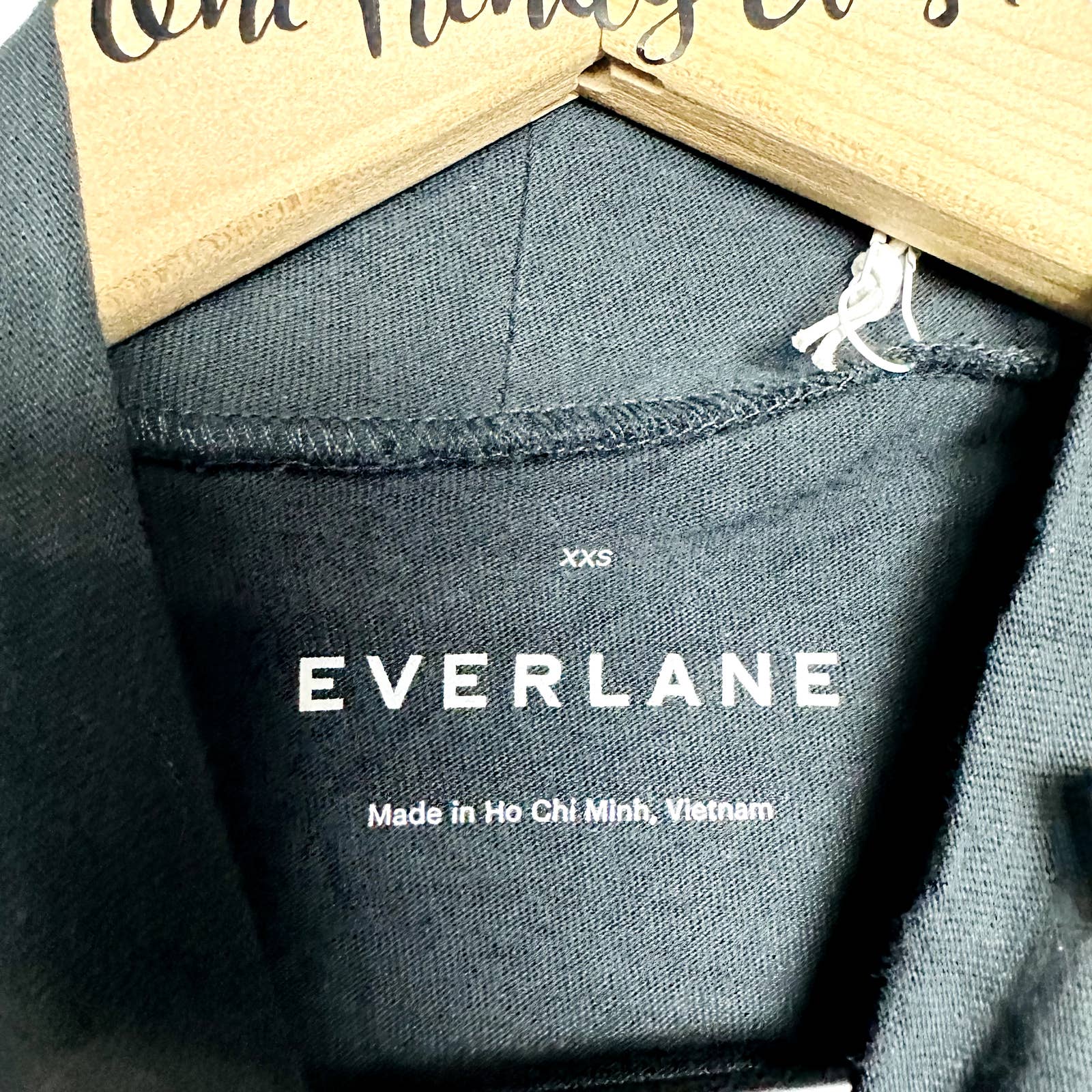 Everlane NWT The Square Mockneck Long Sleeve Cotton Tee Shirt True Black Sz XXS
